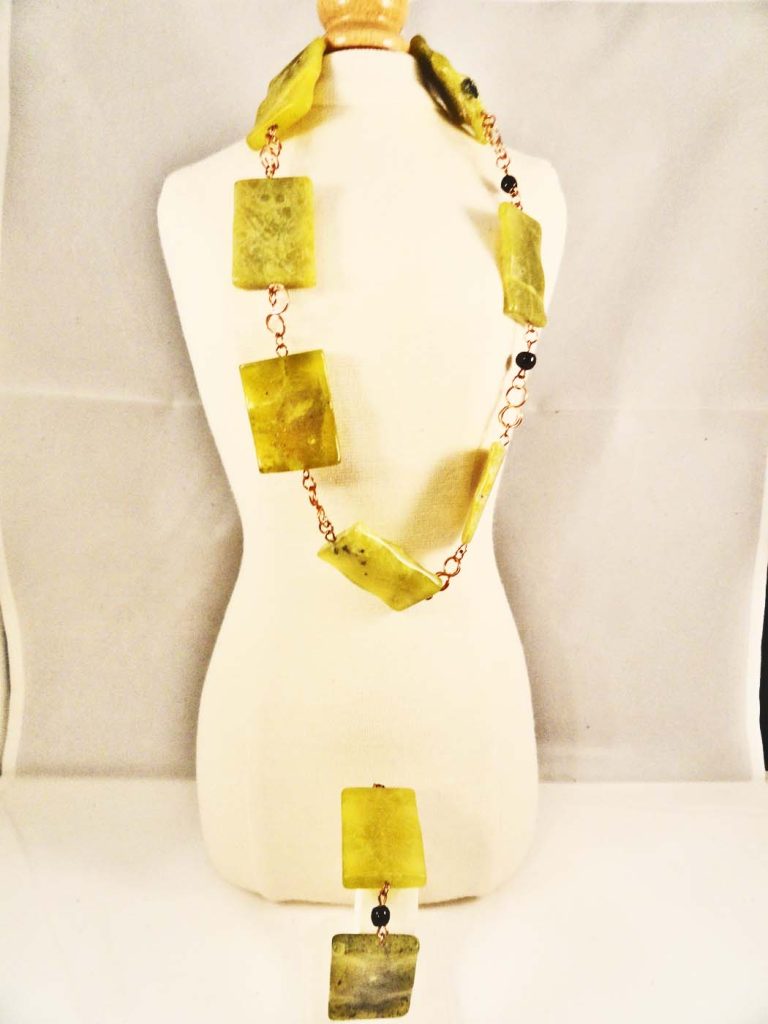 New Jade Necklace with Lapiz  and Bracelet Set