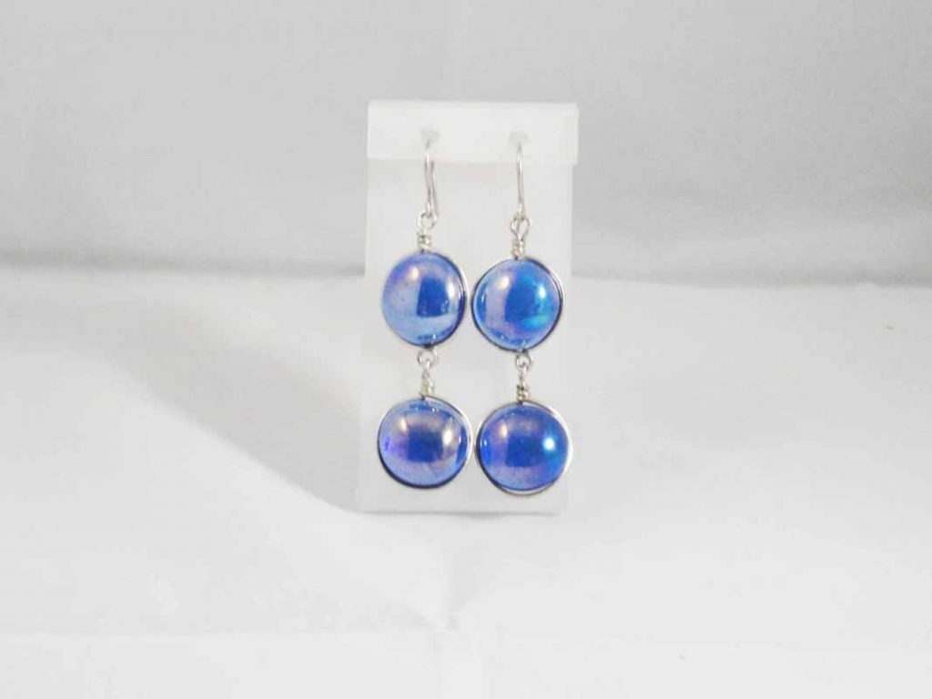 Sterling Silver  Blue Glass Earrings